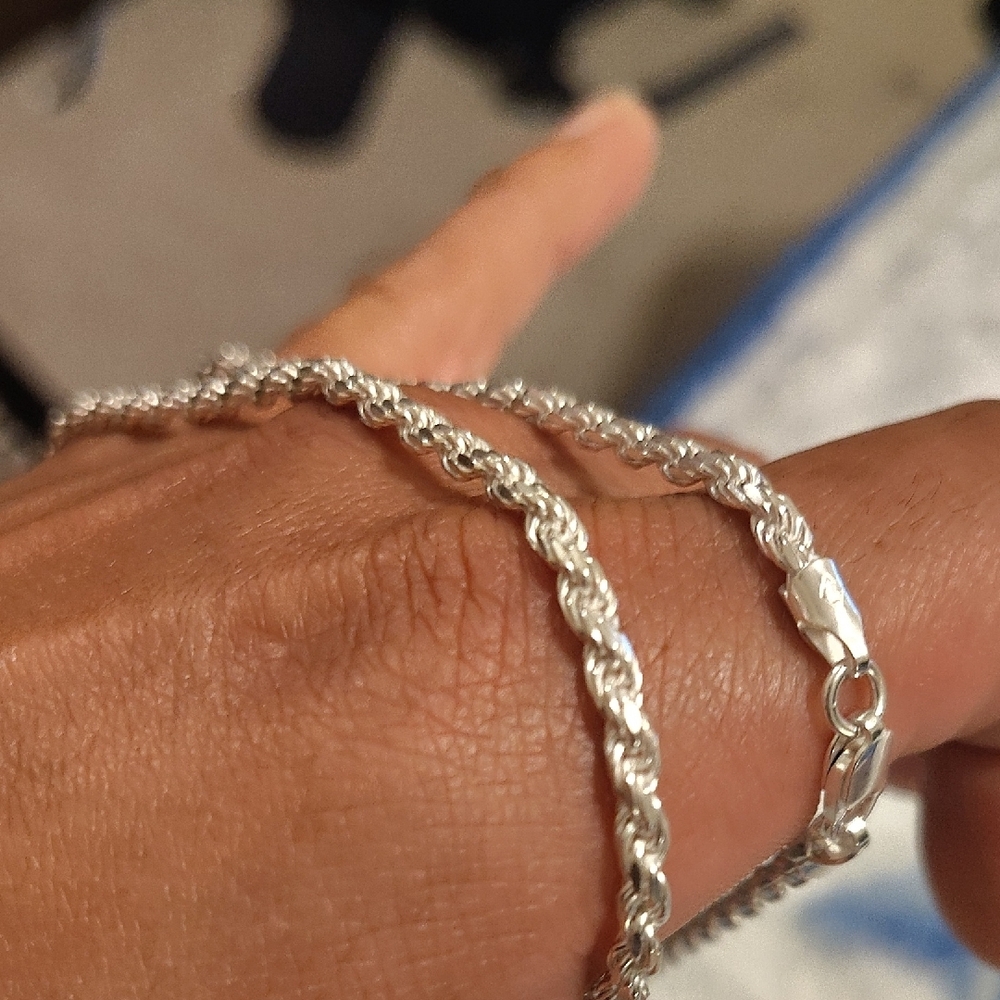 Silver Rope Chain Necklace - Silver - Picture 5 of 5